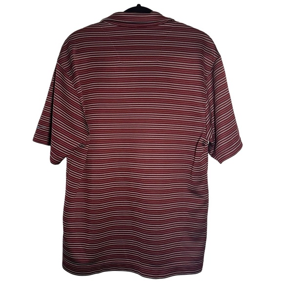 Nike Golf Polo Shirt Mens Burgundy Dri Fit Short Sleeve Striped Medium - Picture 2 of 7